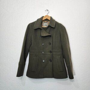 J. Crew green Stadium Cloth Nello Gori Wool Double Breasted Pea Coat